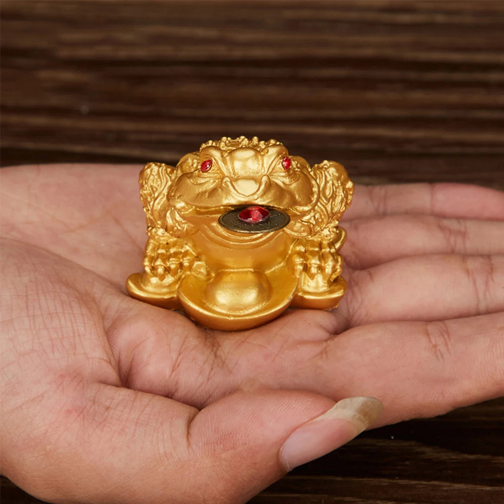 Lucky Ingot Golden Toad Fortune Wealth Chinese Feng Shui Toad Coin Home Decoration Office Tabletop Ornaments Lucky Gifts