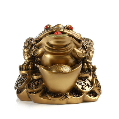 Lucky Ingot Golden Toad Fortune Wealth Chinese Feng Shui Toad Coin Home Decoration Office Tabletop Ornaments Lucky Gifts