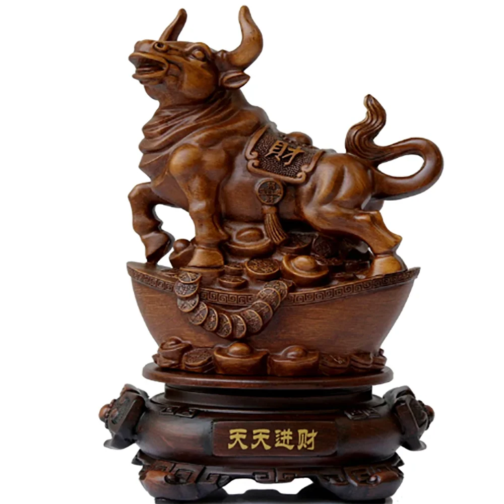 Lucky Money Cattle Sculpture Resin Ornaments Living Room Desktop Wine Cabinet Decorations Office Desktop Decor Opening Gifts