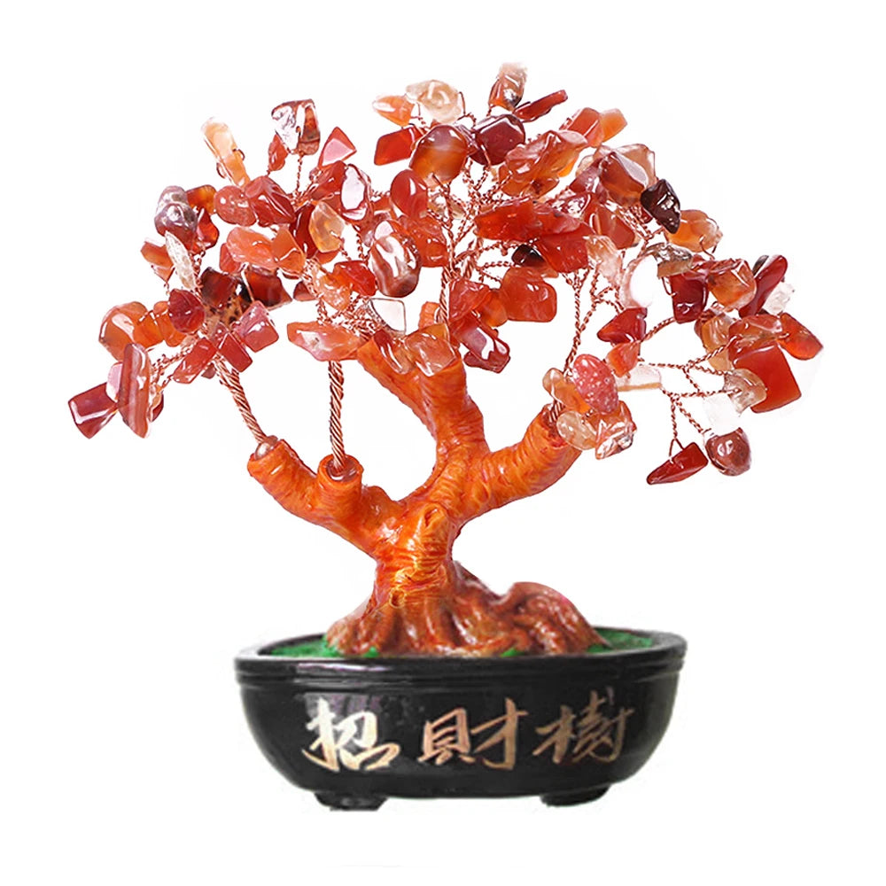 Lucky Money Tree Chinese Gold Ingot Crystal Fortune Tree Ornament Wealth Ornament Home Office Table Decoration Tabletop Crafts
