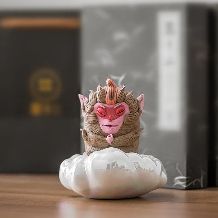 Lucky Original Sun Wukong Monkey Incense Ceramics Incense Burner Animals Incense Holder Mini Sandalwood Censer Craft Home Decors