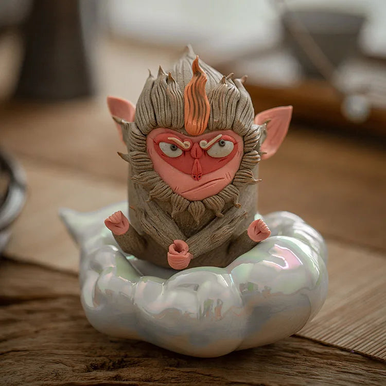 Lucky Original Sun Wukong Monkey Incense Ceramics Incense Burner Animals Incense Holder Mini Sandalwood Censer Craft Home Decors
