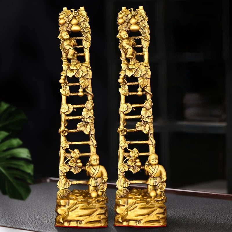 Lucky Step Up Ornaments Full Brass Ascending Ladder Bamboo Ladder Flat Step Home Living Room Decoration Crafts