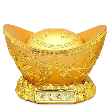Lucky gold ingot piggy bank ingot Feng shui handicraft preopening Large crafts gift Home decoration
