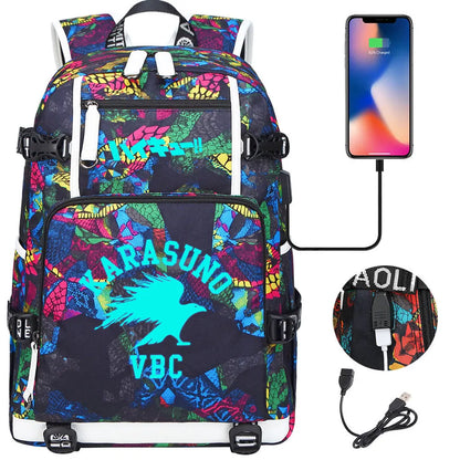 Luminous Anime Haikyuu!! USB Boy Girl Kids Book School Bags Large Capacity Teenagers Schoolbags Women Men Travel Laptop Backpack