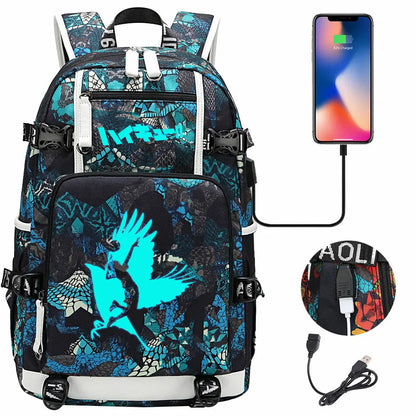 Luminous Anime Haikyuu!! USB Boy Girl Kids Book School Bags Large Capacity Teenagers Schoolbags Women Men Travel Laptop Backpack