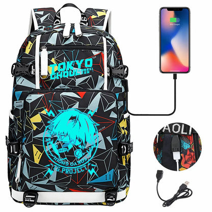 Luminous Anime USB Boys Girls Kids Book Bags Large Capacity Teenagers Schoolbags Women Men Laptop Travel Backpack Tokyo Ghoul