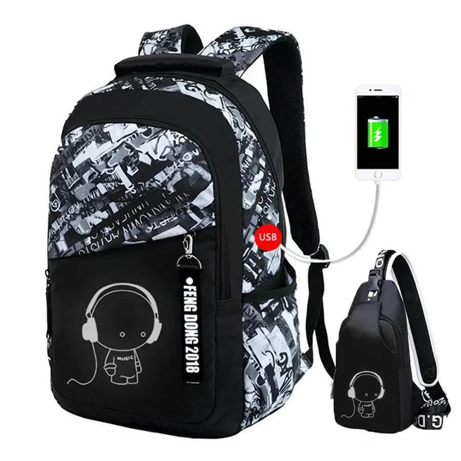 Luminous Kids School Backpack Boys Waterproof Durable School Bags for Boy High School Students Bookbag Mochilas Escolares