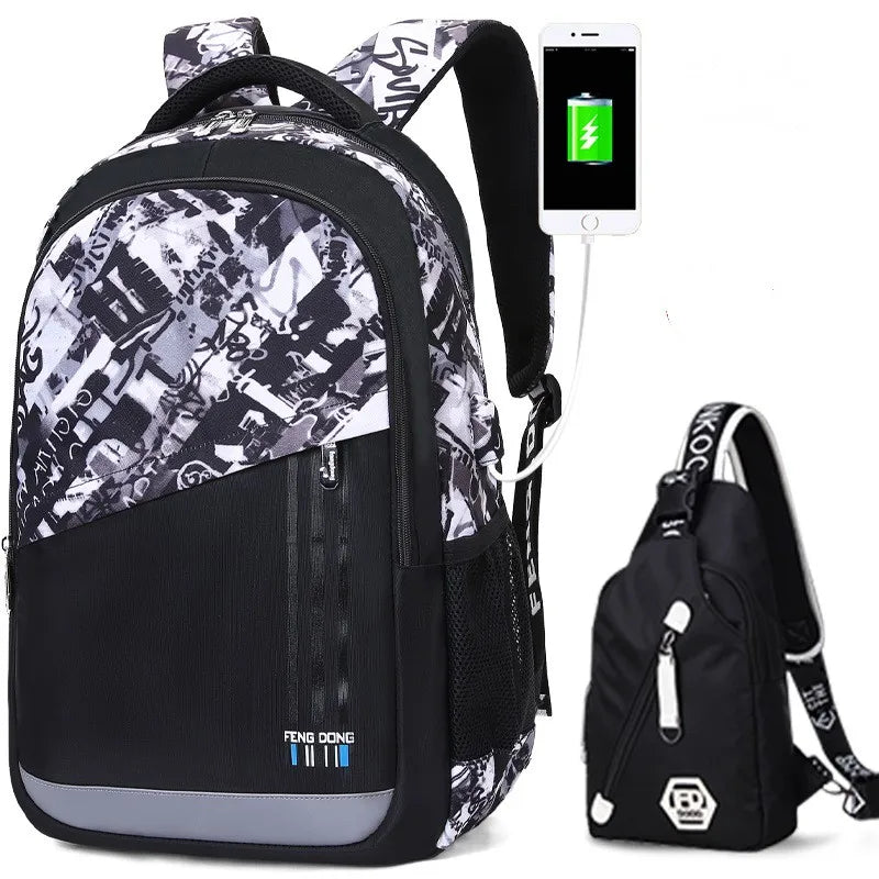 Luminous Kids School Backpack Boys Waterproof Durable School Bags for Boy High School Students Bookbag Mochilas Escolares