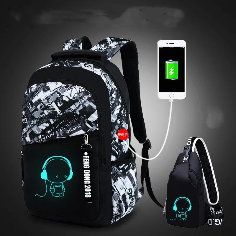 Luminous Kids School Backpack Boys Waterproof Durable School Bags for Boy High School Students Bookbag Mochilas Escolares
