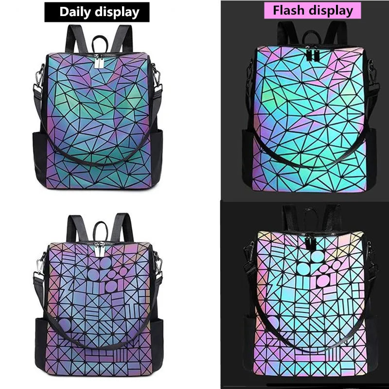 Luminous large Women Backpack Female Sequin Travel Bag School Backpack For Teenage Girls holographic Bagpack sac a dos mochila