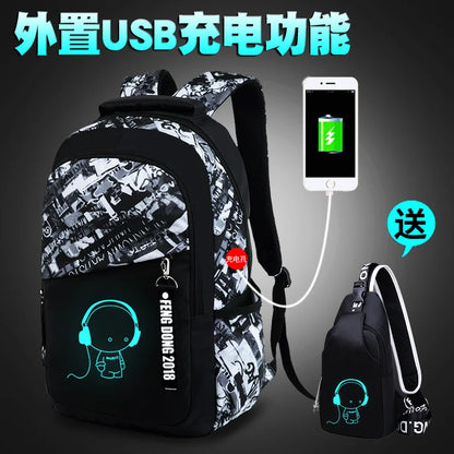Luminous school bags waterproof large backpack for teenagers bagpack glowing school backpack for boy student chest bag set