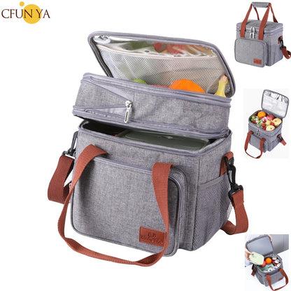 Lunch Bag Reusable Insulated Thermal Shoulder Bag Women Men Multifunctional Cool Warm Keep Picnic Pack Box Leakproof Waterproof