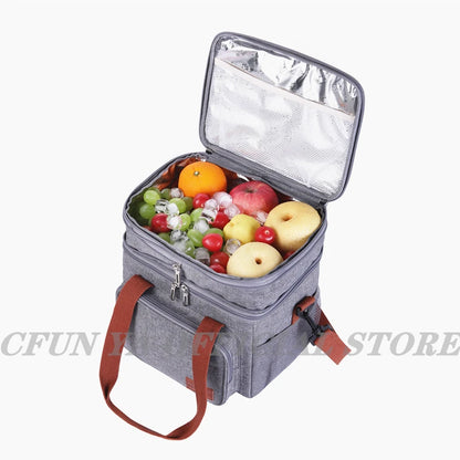 Lunch Bag Reusable Insulated Thermal Shoulder Bag Women Men Multifunctional Cool Warm Keep Picnic Pack Box Leakproof Waterproof