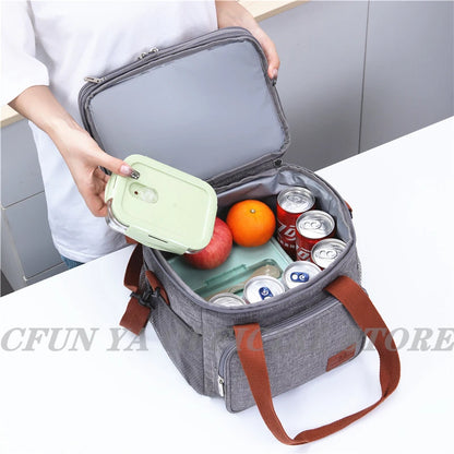 Lunch Bag Reusable Insulated Thermal Shoulder Bag Women Men Multifunctional Cool Warm Keep Picnic Pack Box Leakproof Waterproof