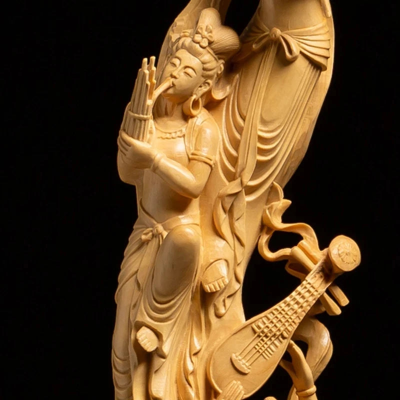 Lute Dunhuang-Boj Flying Fairy Boun Wood Creative Crafts Chinese Style Living Room Decoration Adorn