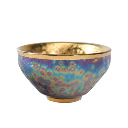 Luxurious gold-plated silver inset tea set single cup Kung fu tea set Zodiac master cup ceramic kiln cup kitchen restaurant bar