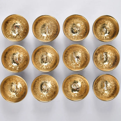 Luxurious gold-plated silver inset tea set single cup Kung fu tea set Zodiac master cup ceramic kiln cup kitchen restaurant bar