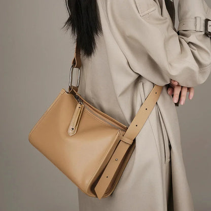 Luxury 100% Cowhide Women's 2024 New Messenger Genuine Leather Niche High Sense Ladies Shoulder Pillow Crossbody Bag