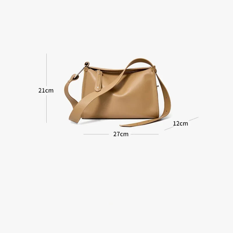 Luxury 100% Cowhide Women's 2024 New Messenger Genuine Leather Niche High Sense Ladies Shoulder Pillow Crossbody Bag