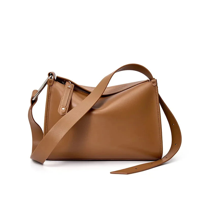 Luxury 100% Cowhide Women's 2024 New Messenger Genuine Leather Niche High Sense Ladies Shoulder Pillow Crossbody Bag