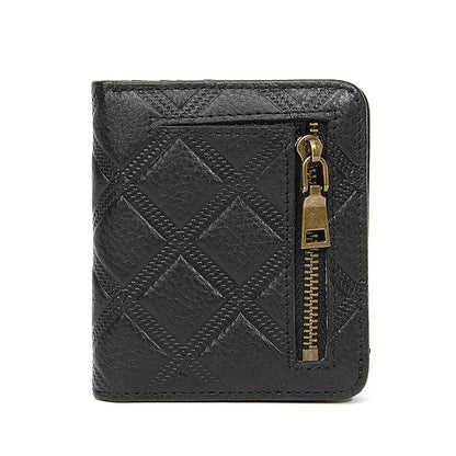Luxury Brand Bee Decoration Women Leather RFID Blocking Small Bifold Zipper Pocket Wallet Card Case Purse with ID Window
