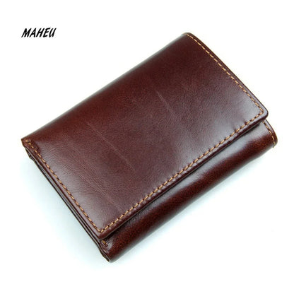 Luxury Brand Designer Full Grain Genuine Short Wallet For man 3 Folds Pure Leather Wine Purse 2024 Hot New Fashion