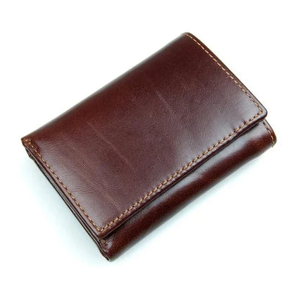 Luxury Brand Designer Full Grain Genuine Short Wallet For man 3 Folds Pure Leather Wine Purse 2024 Hot New Fashion