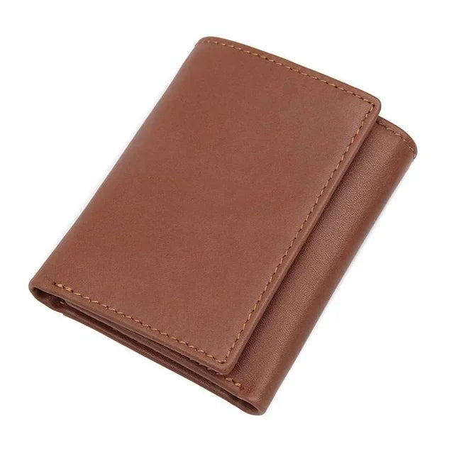 Luxury Brand Designer Full Grain Genuine Short Wallet For man 3 Folds Pure Leather Wine Purse 2024 Hot New Fashion