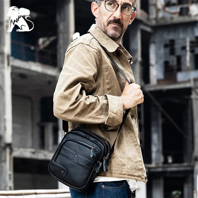 Luxury Brand Genuine Leather Men Messenger Large Capacity Crossbody Bag Designer Men's Shoulder Bags Male Handbag