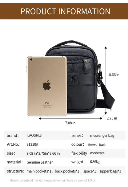 Luxury Brand Genuine Leather Men Messenger Large Capacity Crossbody Bag Designer Men's Shoulder Bags Male Handbag