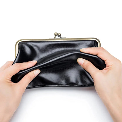 Luxury Brand Kisslock Women's Genuine Women Wallet Size Clutch Bag Laides Long Clip Cow Leather Phone Purse