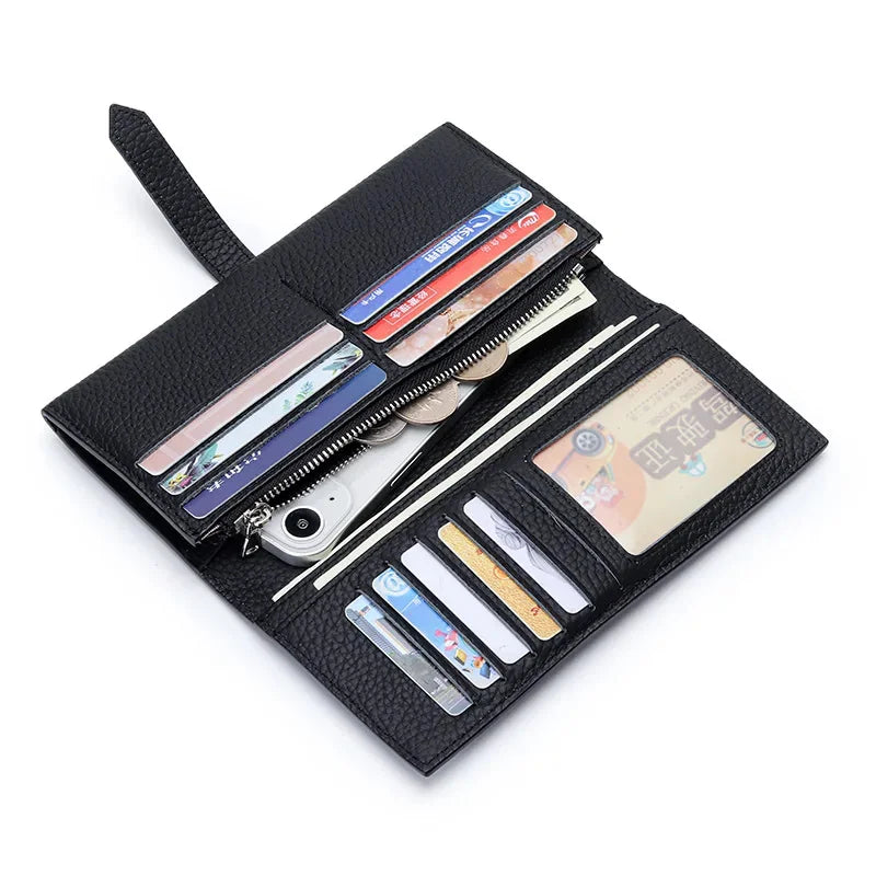 Luxury Brand Ladies Genuine Leather Long Wallets Fashion Female Cowhide Clutch Bag Card Holder Women Coin Purse Chic Phone Bags