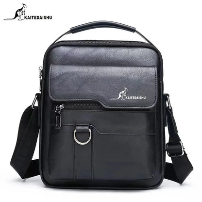 Luxury Brand Men's Shoulder Men PU Leather Flip Crossbody Bag Large-capacity Business and Leisure Three-dimensional Handbag