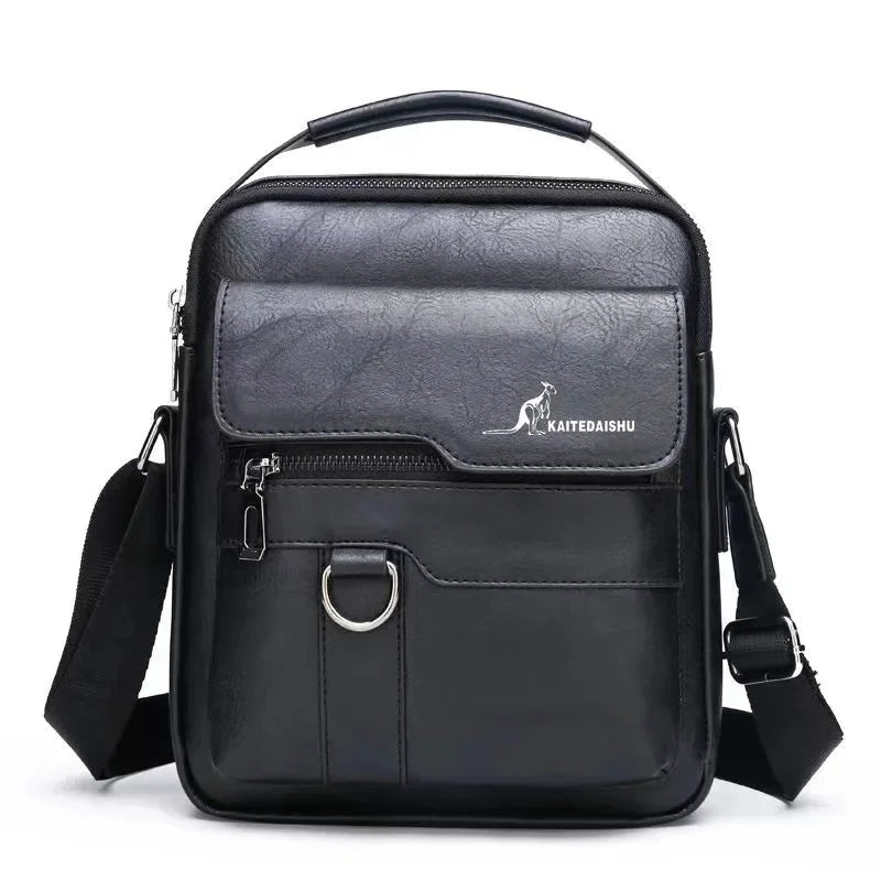 Luxury Brand Men's Shoulder Men PU Leather Flip Crossbody Bag Large-capacity Business and Leisure Three-dimensional Handbag