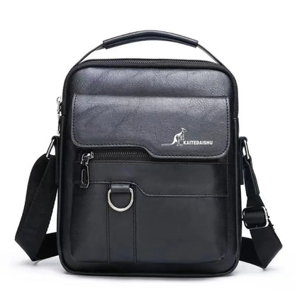 Luxury Brand Men's Shoulder Men PU Leather Flip Crossbody Bag Large-capacity Business and Leisure Three-dimensional Handbag