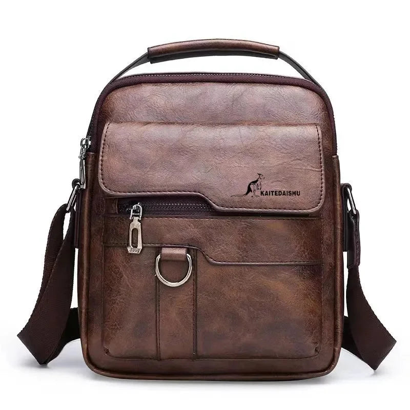 Luxury Brand Men's Shoulder Men PU Leather Flip Crossbody Bag Large-capacity Business and Leisure Three-dimensional Handbag