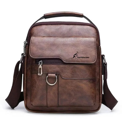 Luxury Brand Men's Shoulder Men PU Leather Flip Crossbody Bag Large-capacity Business and Leisure Three-dimensional Handbag