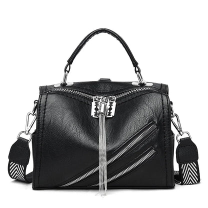 Luxury Brand Women Leather Handbags Fashion Rivet Tassels Women Bag Black Crossbody Bags 2021 soft Leather Shoulder Bag Women