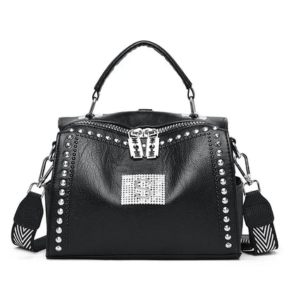 Luxury Brand Women Leather Handbags Fashion Rivet Tassels Women Bag Black Crossbody Bags 2021 soft Leather Shoulder Bag Women