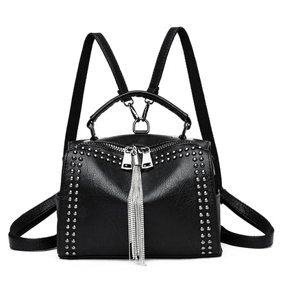 Luxury Brand Women Leather Handbags Fashion Rivet Tassels Women Bag Black Crossbody Bags 2021 soft Leather Shoulder Bag Women