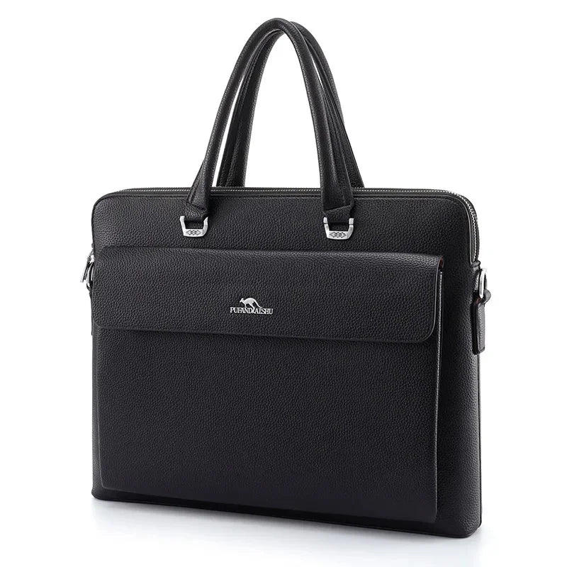 Luxury Business Men's Briefcase Fashion Leather Handbag Office Male Shoulder Messenger Large Capacity Laptop Bag