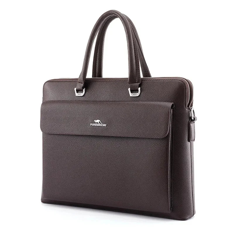 Luxury Business Men's Briefcase Fashion Leather Handbag Office Male Shoulder Messenger Large Capacity Laptop Bag