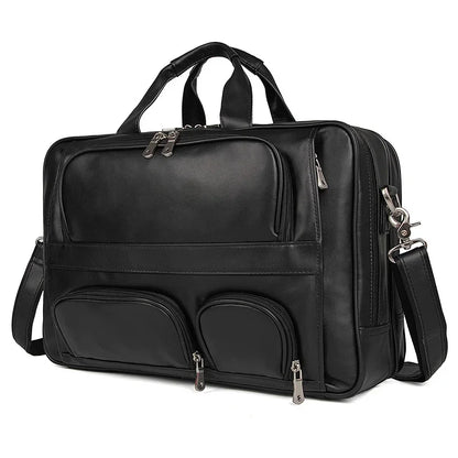 Luxury Business Men's Handbag Large Genuine Briefcase for Men Real Leather Messenger Male 17" Laptop Shoulder Bag