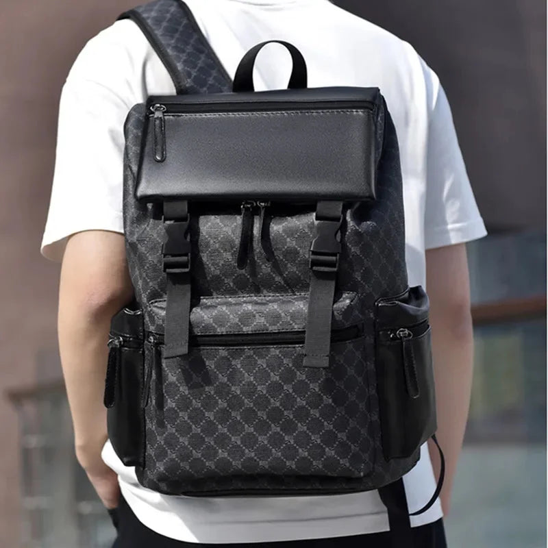 Luxury Business Men's Large Capacity Leather Travel Casual Student School Backpack Waterproof Man Laptop Bag