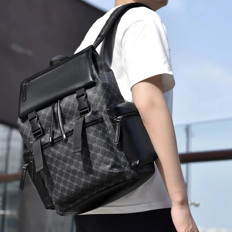Luxury Business Men's Large Capacity Leather Travel Casual Student School Backpack Waterproof Man Laptop Bag