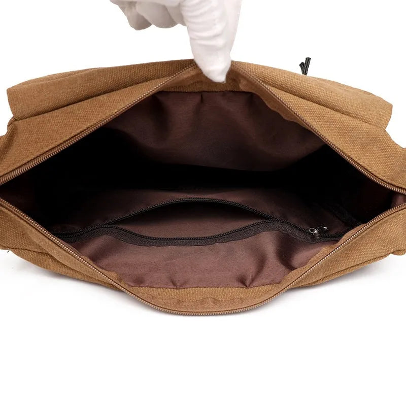 Luxury Canvas Crossbody Bags For Man Shoulder Bag Travel Casual Satchels Wide Straps Fashion Top-handle Bag Handbag Tote