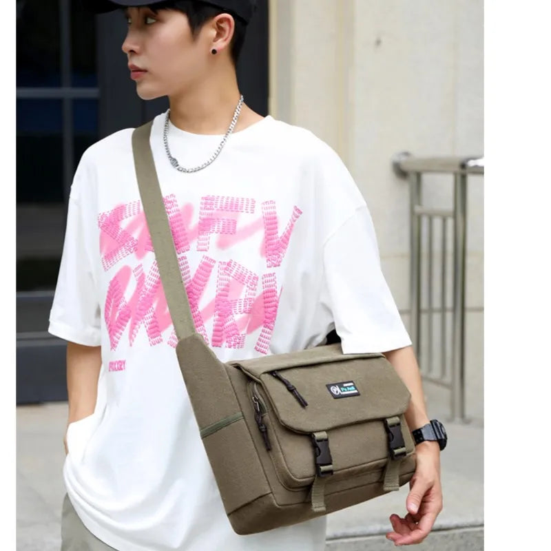 Luxury Canvas Crossbody Bags For Man Shoulder Bag Travel Casual Satchels Wide Straps Fashion Top-handle Bag Handbag Tote