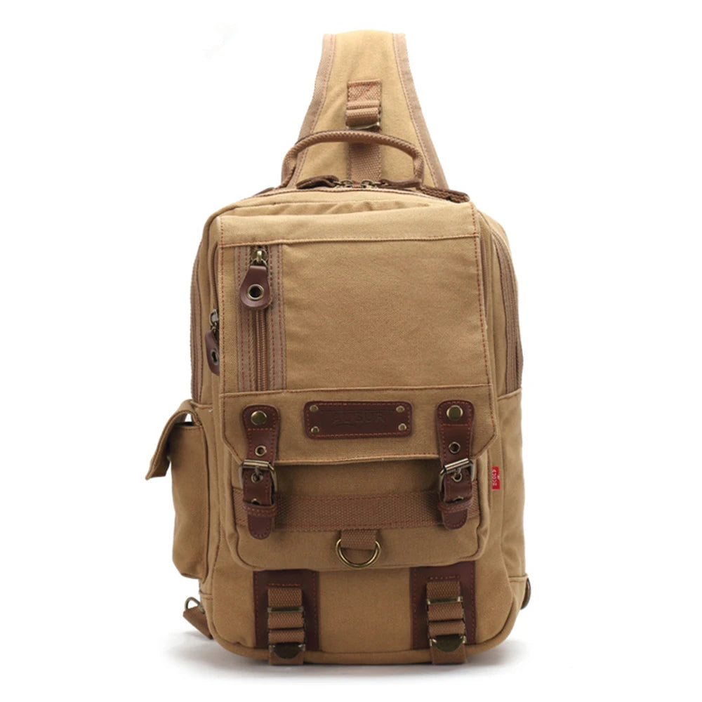 Luxury Canvas Sling Chest Bag Unisex Women Men's Single Shoulder Cross-Body Backpack Travel Hiking Climbing Causal Day Pack