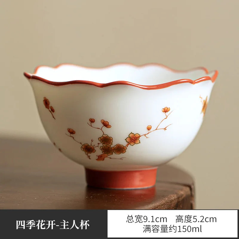 Luxury Ceramic Tea Tureen Chinese Kung Fu Teaware Teacups Set High End Porcelain Handmade Sancai Gaiwan Elegant Tea Bowl Cups